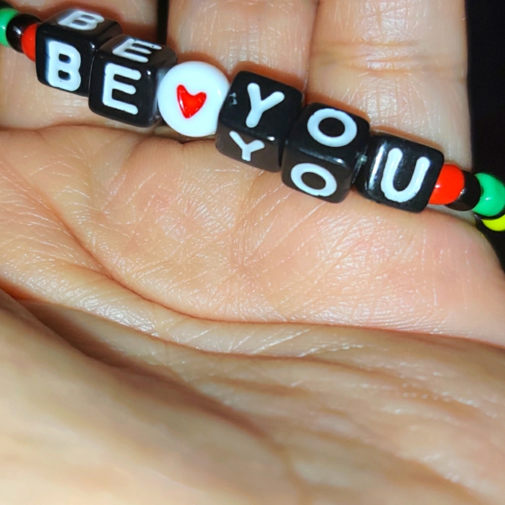 Handmade glass bead bracelet, multi color